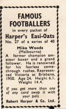 1951 Harper's Easi-Oats Famous Footballers #27 Michael Woods Back